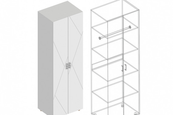 Шкаф 2-ств с полками (штанга в комплекте)